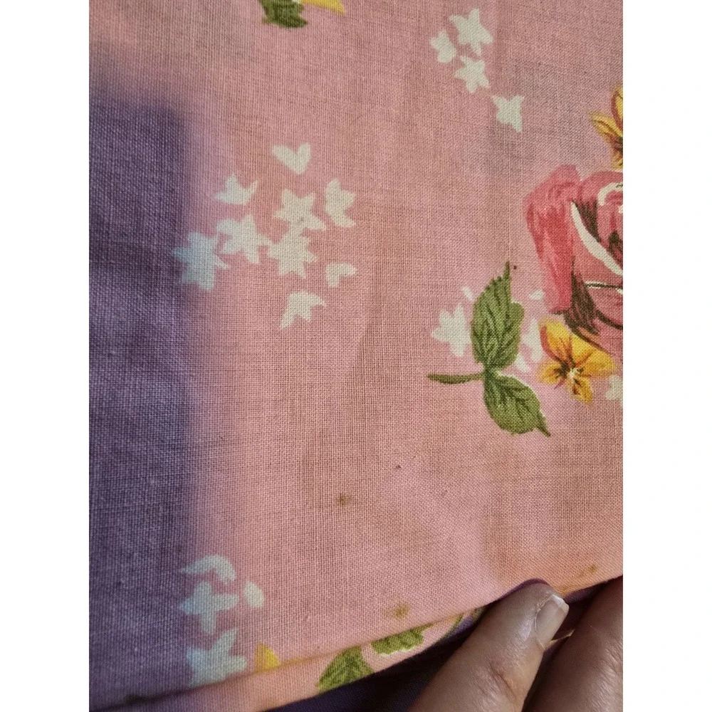 1970s Cannon Monticello American Beauty Rose Full Size Sheet Set pillow case USA